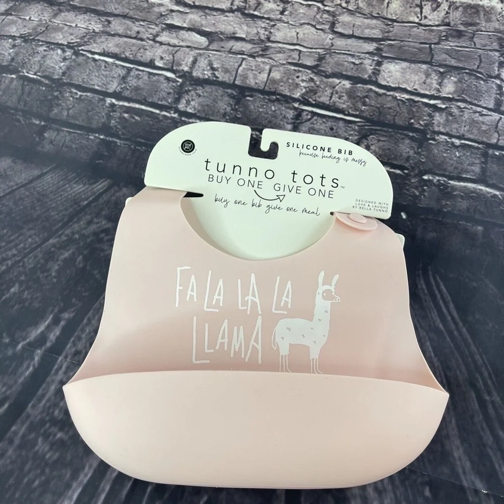 Tunno Tots Silicon Bib Baby Girl Christmas Holiday Pink Bib